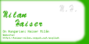 milan haiser business card